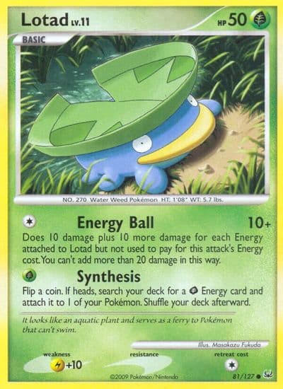 Lotad Platinum Pokemon card