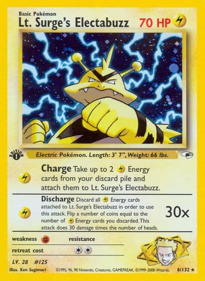 Lt. Surge's Electabuzz (6) Gym Heroes Pokemon card