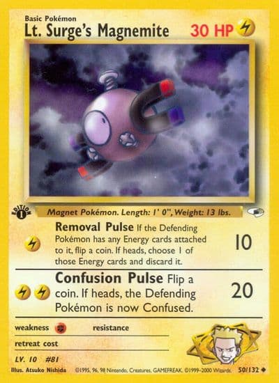 Lt. Surge's Magnemite (50) Gym Heroes Pokemon card