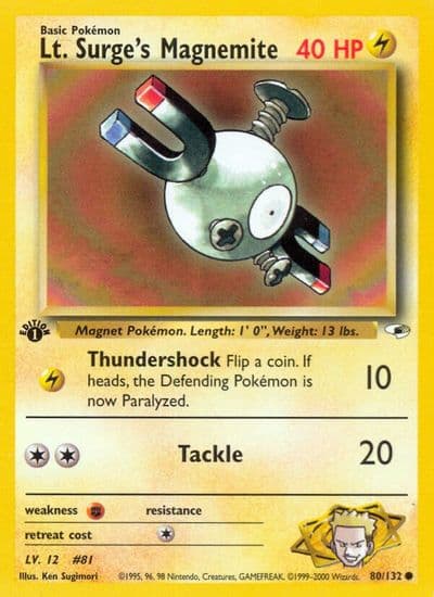 Lt. Surge's Magnemite (80) Gym Heroes Pokemon card