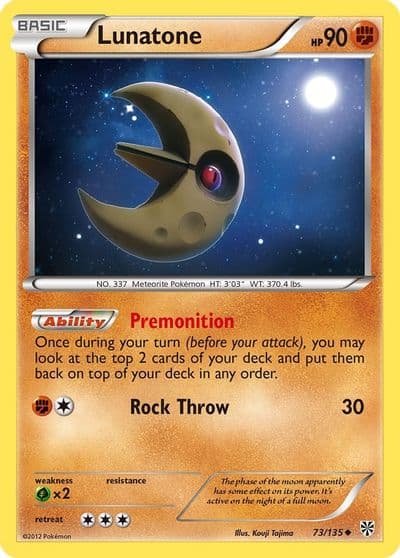 Lunatone Plasma Storm Pokemon card