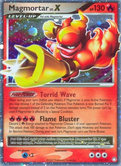 Magmortar Lv.X Mysterious Treasures Pokemon card