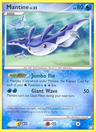 Mantine Mysterious Treasures Pokemon card
