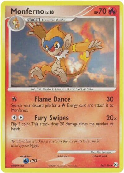 Monferno Diamond and Pearl Pokemon card