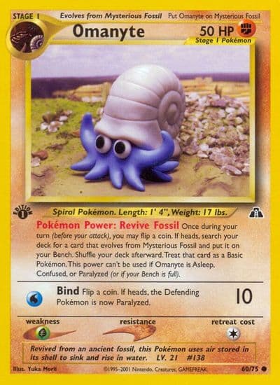 Omanyte Neo Discovery Pokemon card