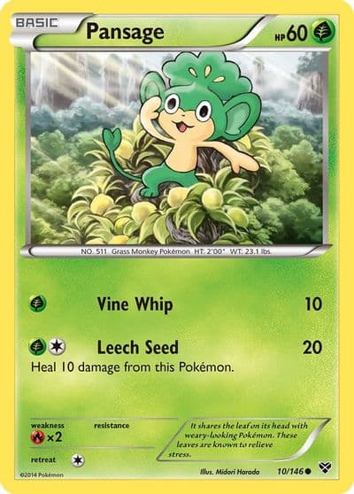 Pansage XY Base Set Pokemon card