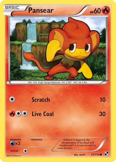 Pansear Black and White Pokemon card