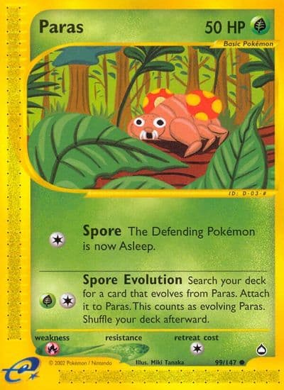 Paras Aquapolis Pokemon card