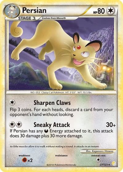 Persian HeartGold SoulSilver Pokemon card