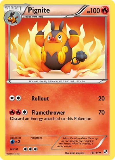 Pignite (18) Black and White Pokemon card
