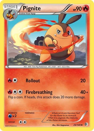 Pignite Boundaries Crossed Pokemon card
