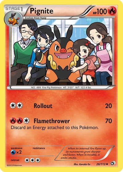Pignite Legendary Treasures Pokemon card