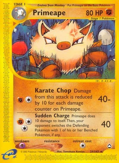 Primeape Aquapolis Pokemon card