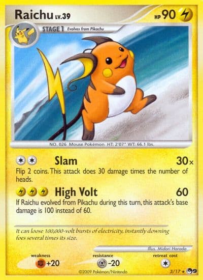 Raichu POP Series 9 Pokemon card