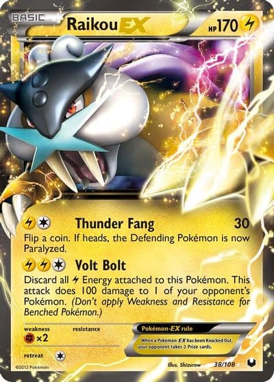 Raikou EX Dark Explorers Pokemon card