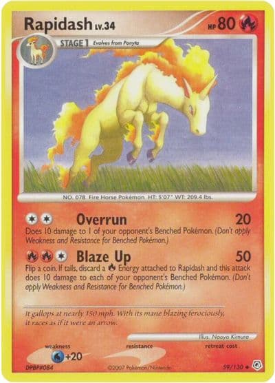 Rapidash Diamond and Pearl Pokemon card