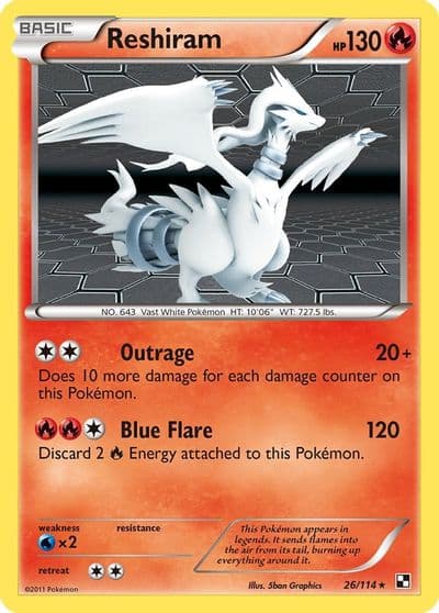 Reshiram Black and White Pokemon card