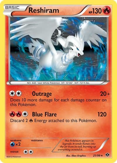 Reshiram Next Destinies Pokemon card