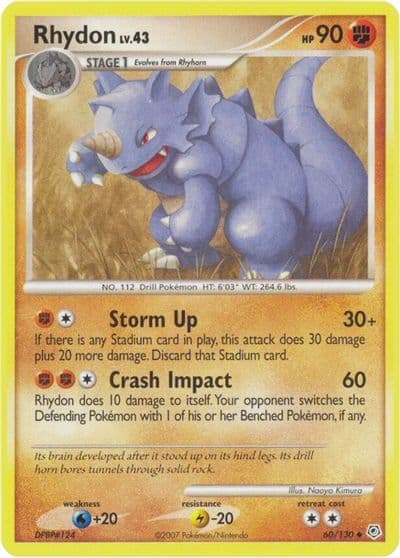 Rhydon Diamond and Pearl Pokemon card