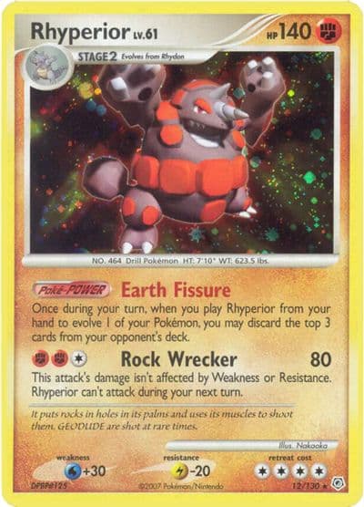 Rhyperior Diamond and Pearl Pokemon card