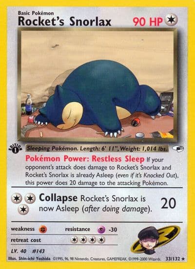 Rocket's Snorlax Gym Heroes Pokemon card