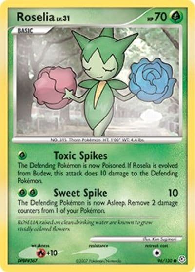 Roselia Diamond and Pearl Pokemon card