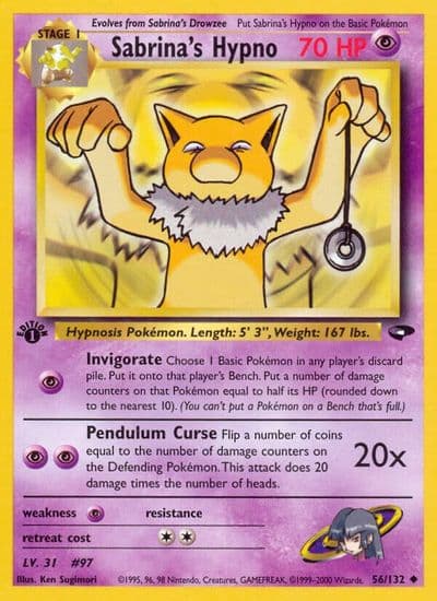 Sabrina's Hypno Gym Challenge Pokemon card
