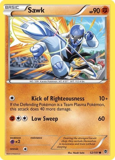 Sawk Plasma Blast Pokemon card