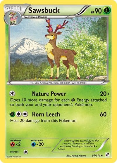 Sawsbuck Black and White Pokemon card