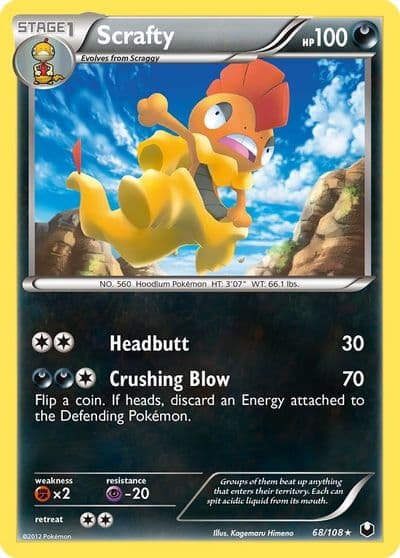 Scrafty Dark Explorers Pokemon card