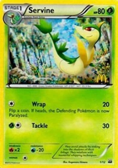 Servine McDonald's Promos 2012 Pokemon card