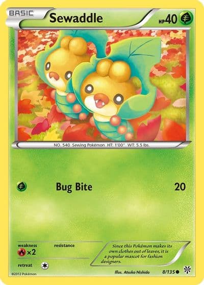 Sewaddle Plasma Storm Pokemon card
