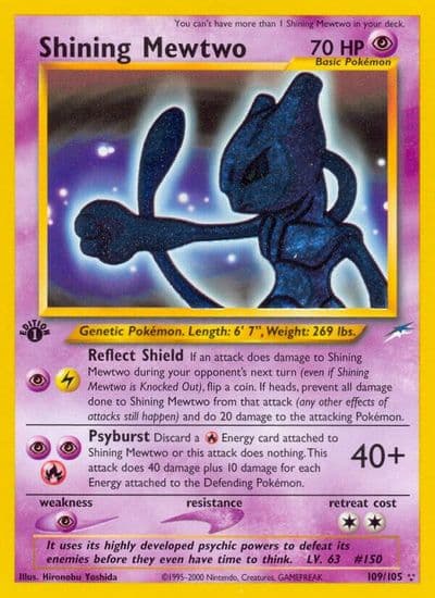 Shining Mewtwo Neo Destiny Pokemon card