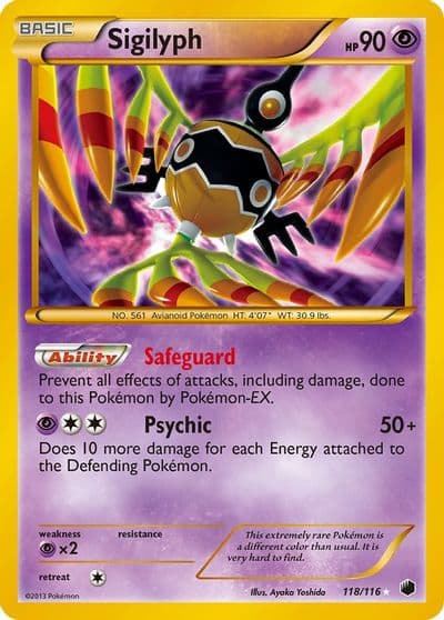 Sigilyph Plasma Freeze Pokemon card