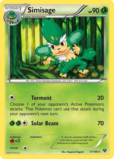 Simisage XY Base Set Pokemon card