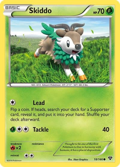 Skiddo XY Base Set Pokemon card