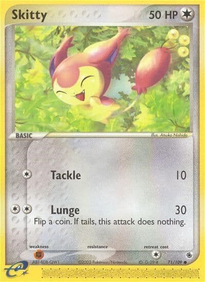 Skitty Ruby and Sapphire Pokemon card