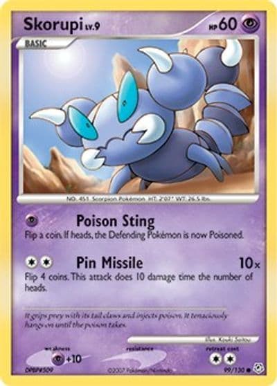 Skorupi Diamond and Pearl Pokemon card