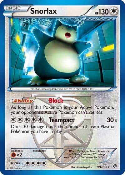 Snorlax (Team Plasma) Plasma Storm Pokemon card