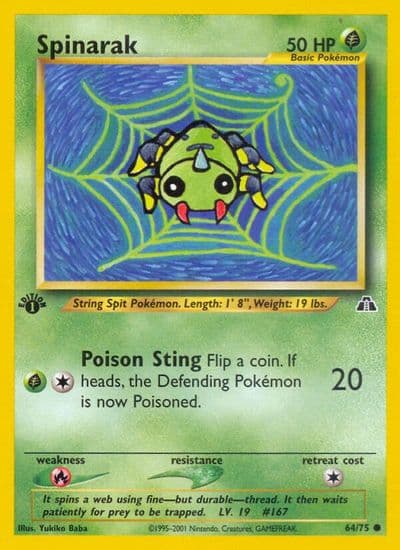 Spinarak Neo Discovery Pokemon card