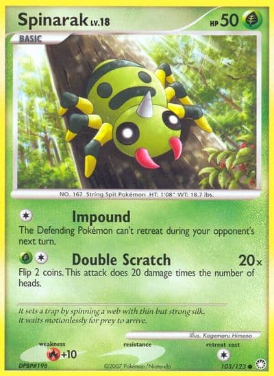 Spinarak Mysterious Treasures Pokemon card