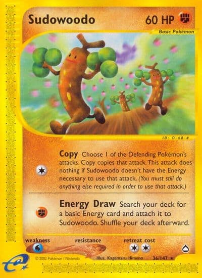Sudowoodo Aquapolis Pokemon card