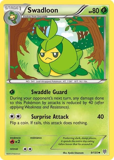 Swadloon Plasma Storm Pokemon card