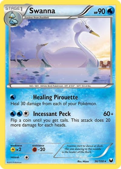 Swanna Dark Explorers Pokemon card