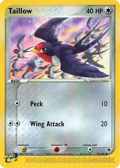 Taillow Ruby and Sapphire Pokemon card