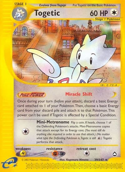 Togetic Aquapolis Pokemon card