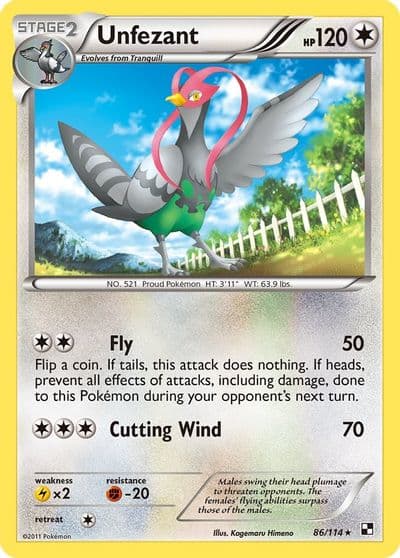 Unfezant Black and White Pokemon card