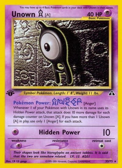 Unown [A] (33) Neo Discovery Pokemon card