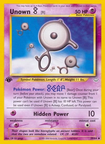 Unown [B] Neo Revelation Pokemon card