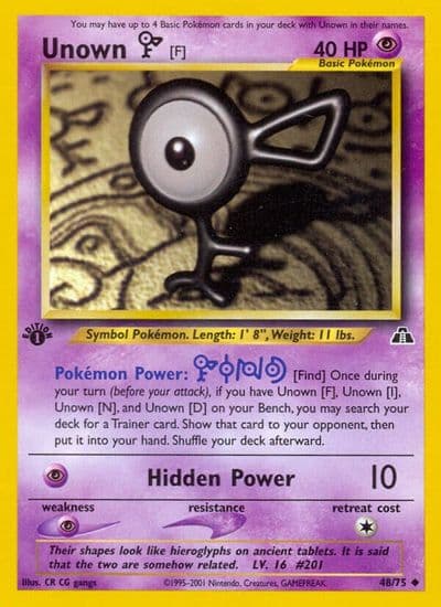 Unown [F] Neo Discovery Pokemon card